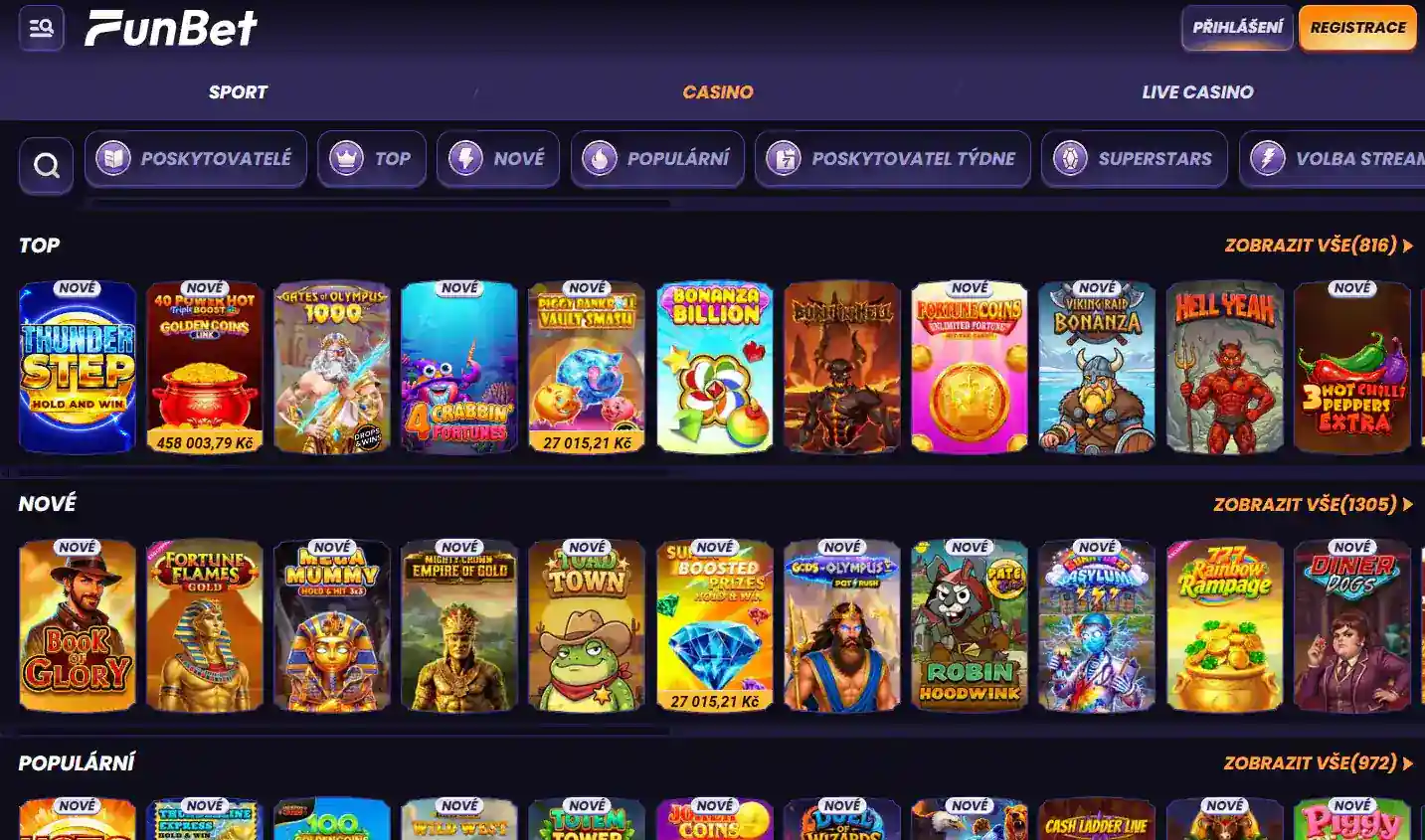 Hry ve FunBet: automaty, stolní hry a live casino